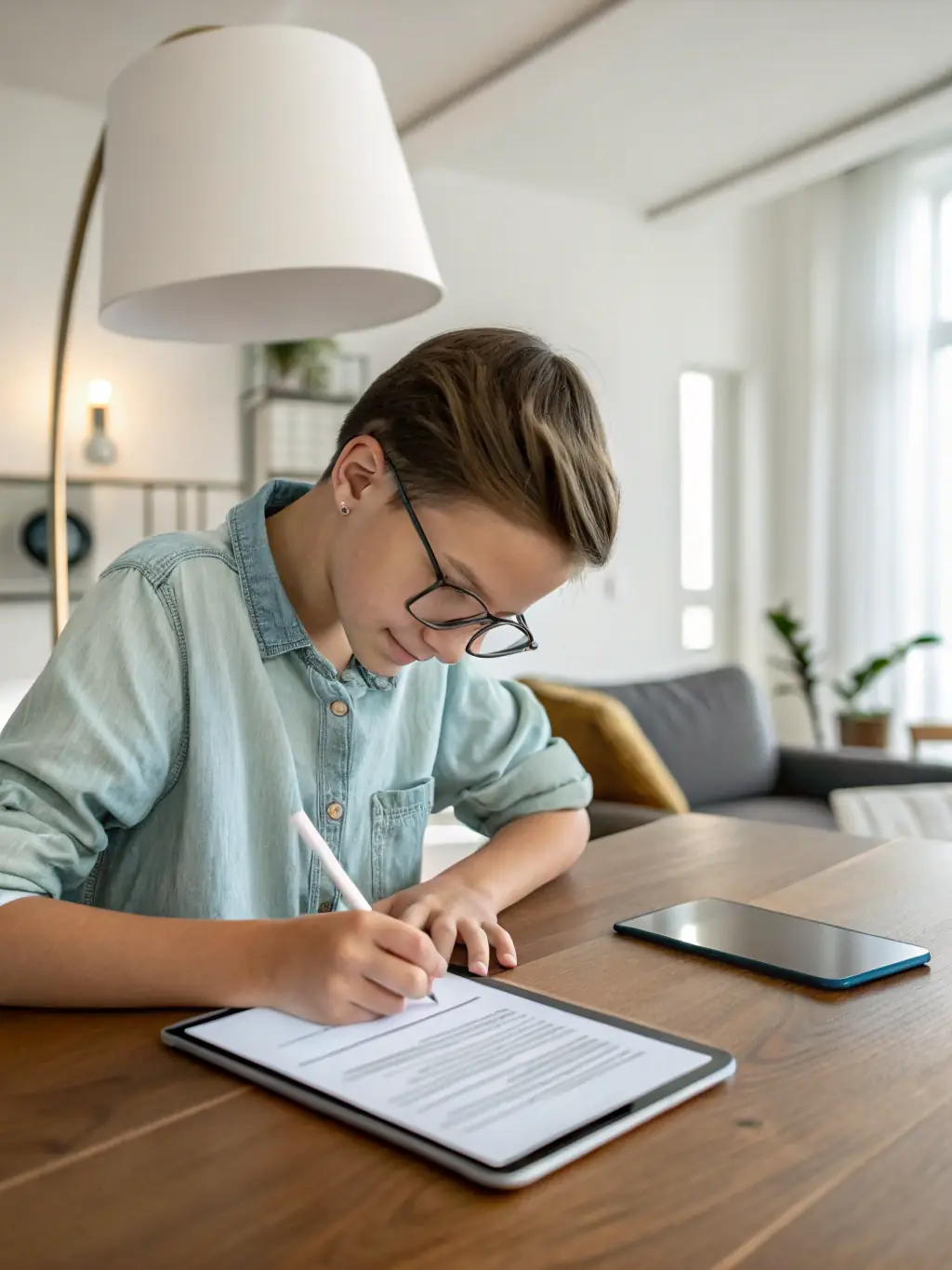 A student using a laptop in a modern apartment, researching accommodation options with the help of Career Paths' concierge service.